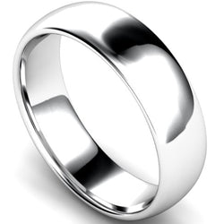 Edged traditional court profile wedding ring in palladium, 6mm width