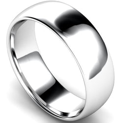 Edged traditional court profile wedding ring in platinum, 7mm width