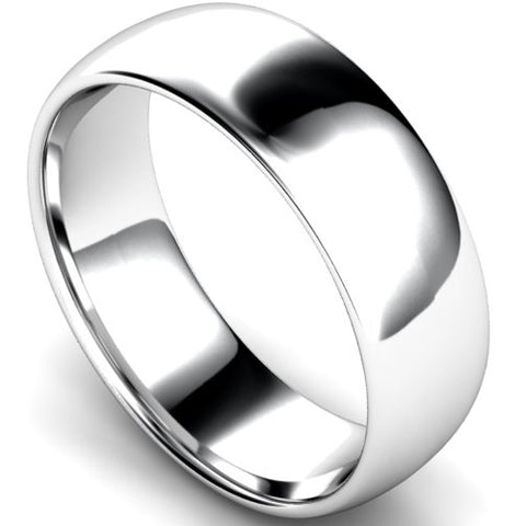 Edged traditional court profile wedding ring in palladium, 7mm width