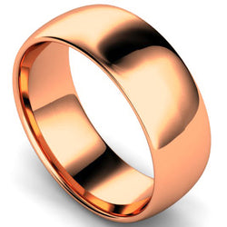 Edged traditional court profile wedding ring in rose gold, 8mm width