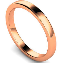 Edged slight court profile wedding ring in rose gold, 2.5mm width