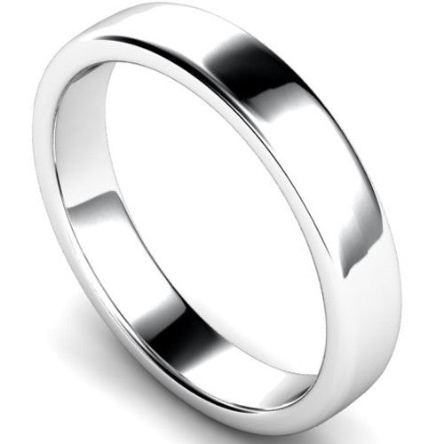 Edged slight court profile wedding ring in palladium, 4mm width