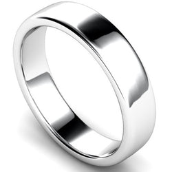 Edged slight court profile wedding ring in platinum, 5mm width
