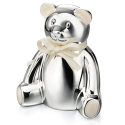 Teddy Bear money box, silver plated
