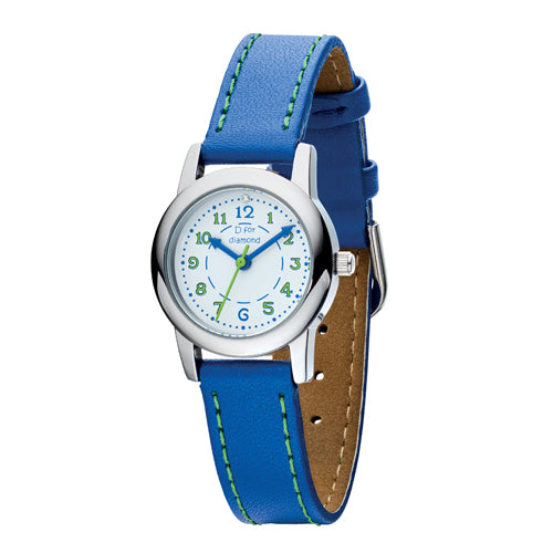 Diamond set blue strap children's watch