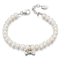 Freshwater pearl and diamond bracelet in sterling silver