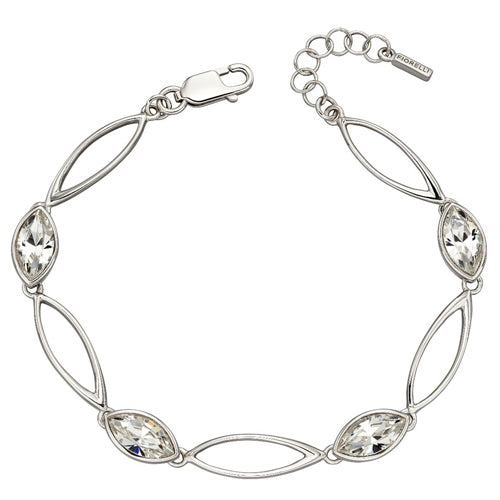 Marquise shape crystal bracelet in silver