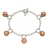 Bead detail toggle bracelet in silver with rose gold plating