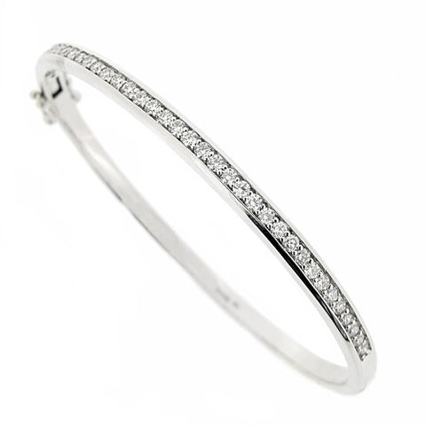 Wristwear - Grain set diamond bangle in 9ct white gold, 0.95ct  - PA Jewellery