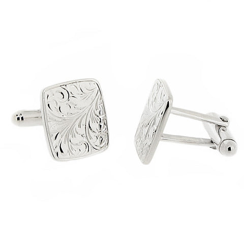 Cufflinks - Engraved pattern cufflinks in silver  - PA Jewellery