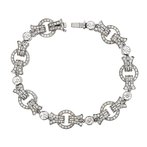 'Deco-style' circular diamond bracelet in 18ct white gold, 3.57ct