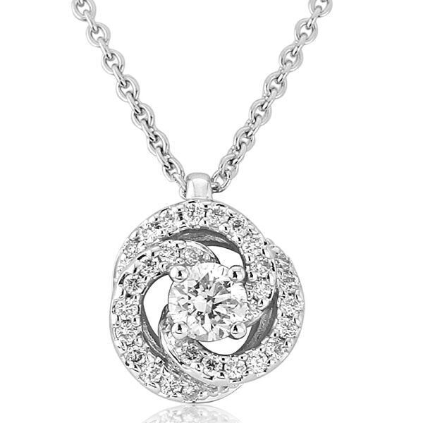 Neckwear - Diamond set knot pendant and chain in 18ct white gold, 0.25ct  - PA Jewellery