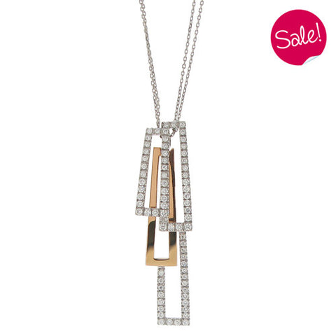 Neckwear - Diamond set 'Domino' pendant and chain in 18ct white gold  - PA Jewellery