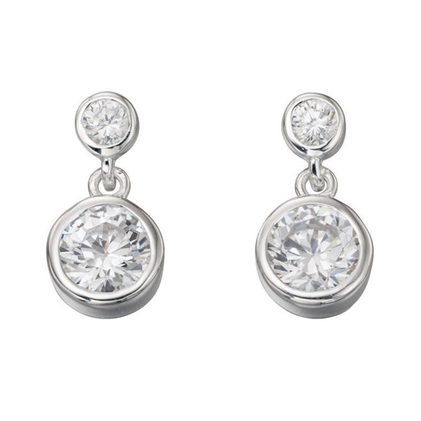 Cubic zirconia drop earrings in silver