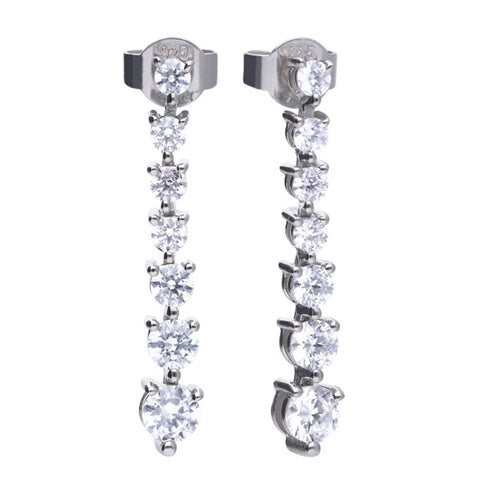 Cubic zirconia graduated drop earrings in silver