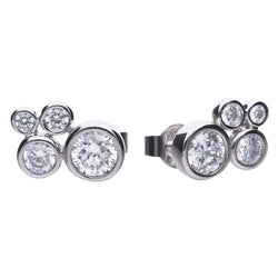 Cubic zirconia bubble earrings in silver