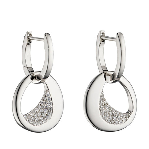 Cubic zirconia abstract drop earrings in silver