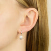 Leaf drop 'huggie' hoop earrings in silver