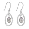 Keshi pearl and cubic zirconia drop earrings in silver