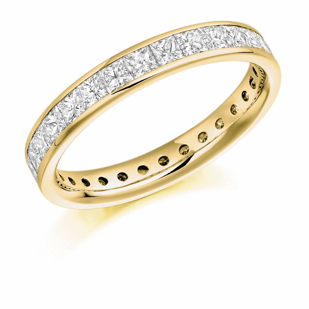 Ring - Princess cut diamond channel set full eternity ring, 2.05ct  - PA Jewellery