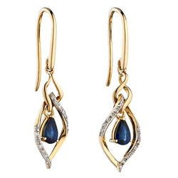 Sapphire and diamond drop earrings in 9ct gold