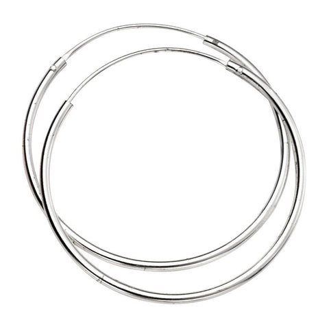 Hinged wire sleeper hoop earrings in silver, 30mm