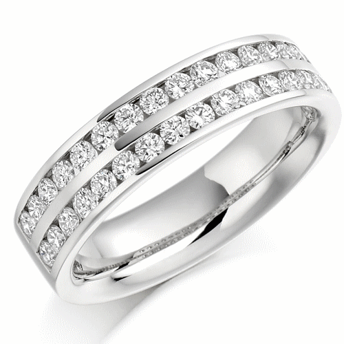 Ring - Round brilliant cut diamond double row half eternity ring 0.75ct  - PA Jewellery