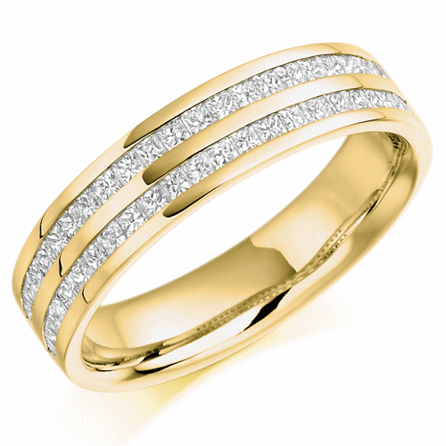 Ring - Princess cut diamond channel set half eternity ring, 0.75ct  - PA Jewellery