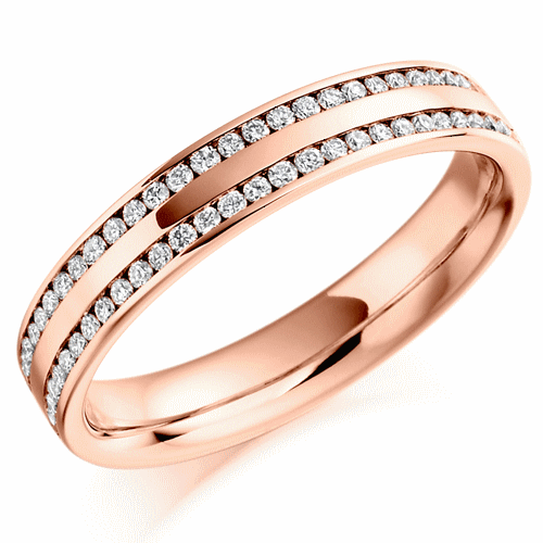 Ring - Round brilliant cut diamond double row half eternity ring, 0.26ct  - PA Jewellery
