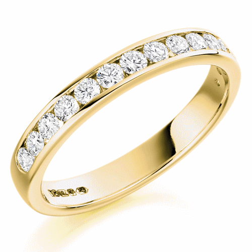 Ring - Round brilliant cut diamond channel set half eternity ring, 0.50ct  - PA Jewellery