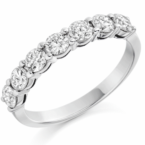 Ring - Round brilliant cut diamond claw set half eternity ring, 1.00ct  - PA Jewellery