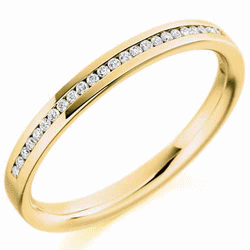 Ring - Round brilliant cut diamond channel set half eternity ring, 0.12ct  - PA Jewellery