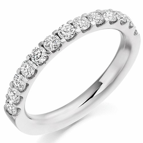 Ring - Round brilliant cut diamond micro claw set half eternity ring, 0.75ct  - PA Jewellery