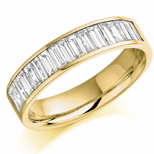 Ring - Baguette cut diamond channel set half eternity ring, 1.00ct  - PA Jewellery
