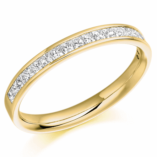 Ring - Princess cut diamond channel set half eternity ring, 0.50ct  - PA Jewellery