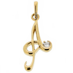 Neckwear - 'A' cubic zirconia initial pendant in 9ct yellow gold  - PA Jewellery