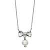 Freshwater pearl and diamond bow necklace in silver
