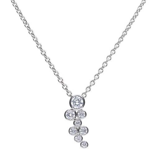 Cubic zirconia bubble pendant and chain in silver