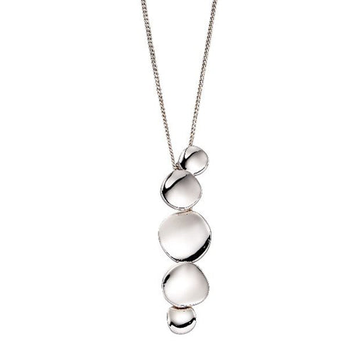 Multiple disc drop pendant and chain in silver