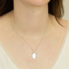 Oval tag pendant and chain in silver