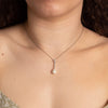 Simulated pearl and cubic zirconia pendant and chain in silver