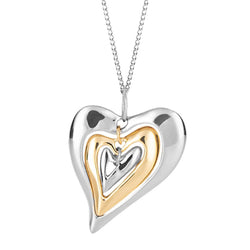 Heart pendant and chain in silver with gold plating