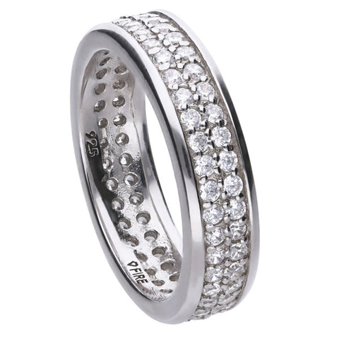 Cubic zirconia double row full band in silver