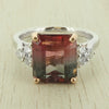 Bi-colour tourmaline and diamond ring in platinum and 18ct rose gold